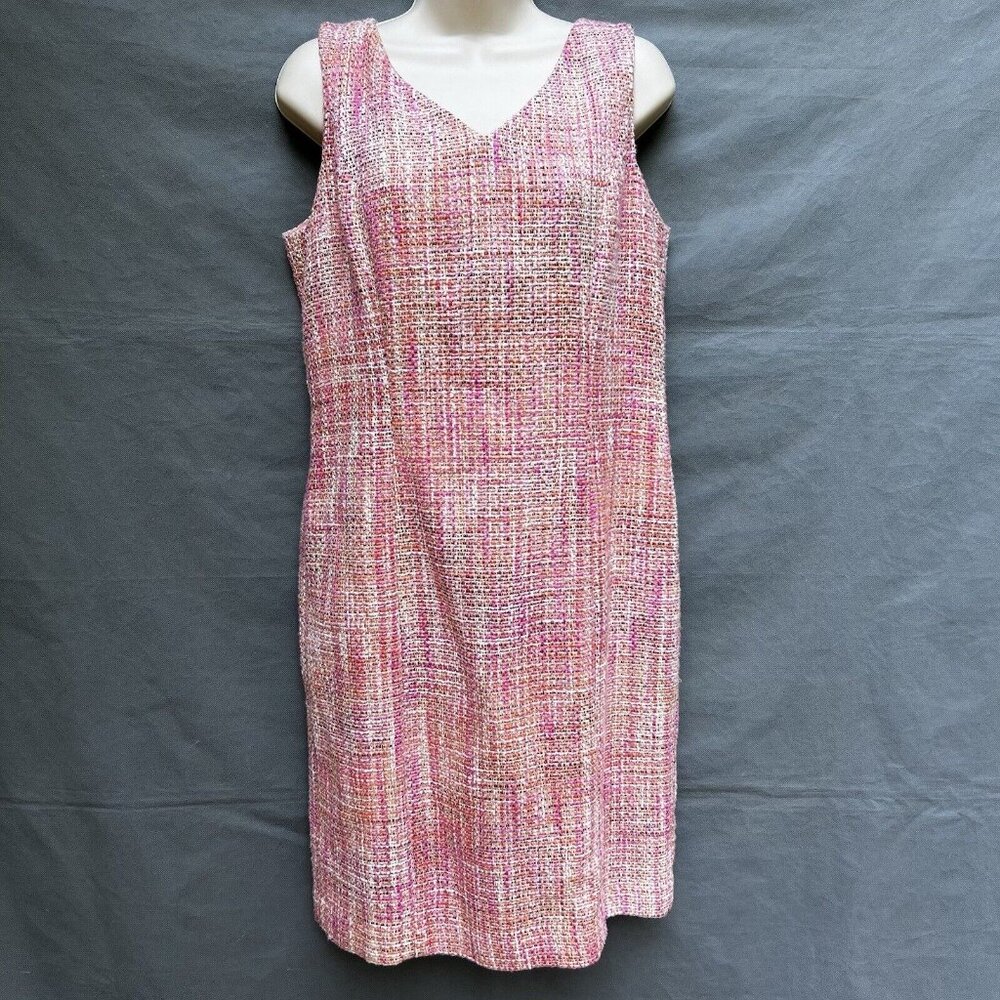 NWT Talbots Size 12 Petite Pink Orange Sleeveless Shift Dress Tweed Business